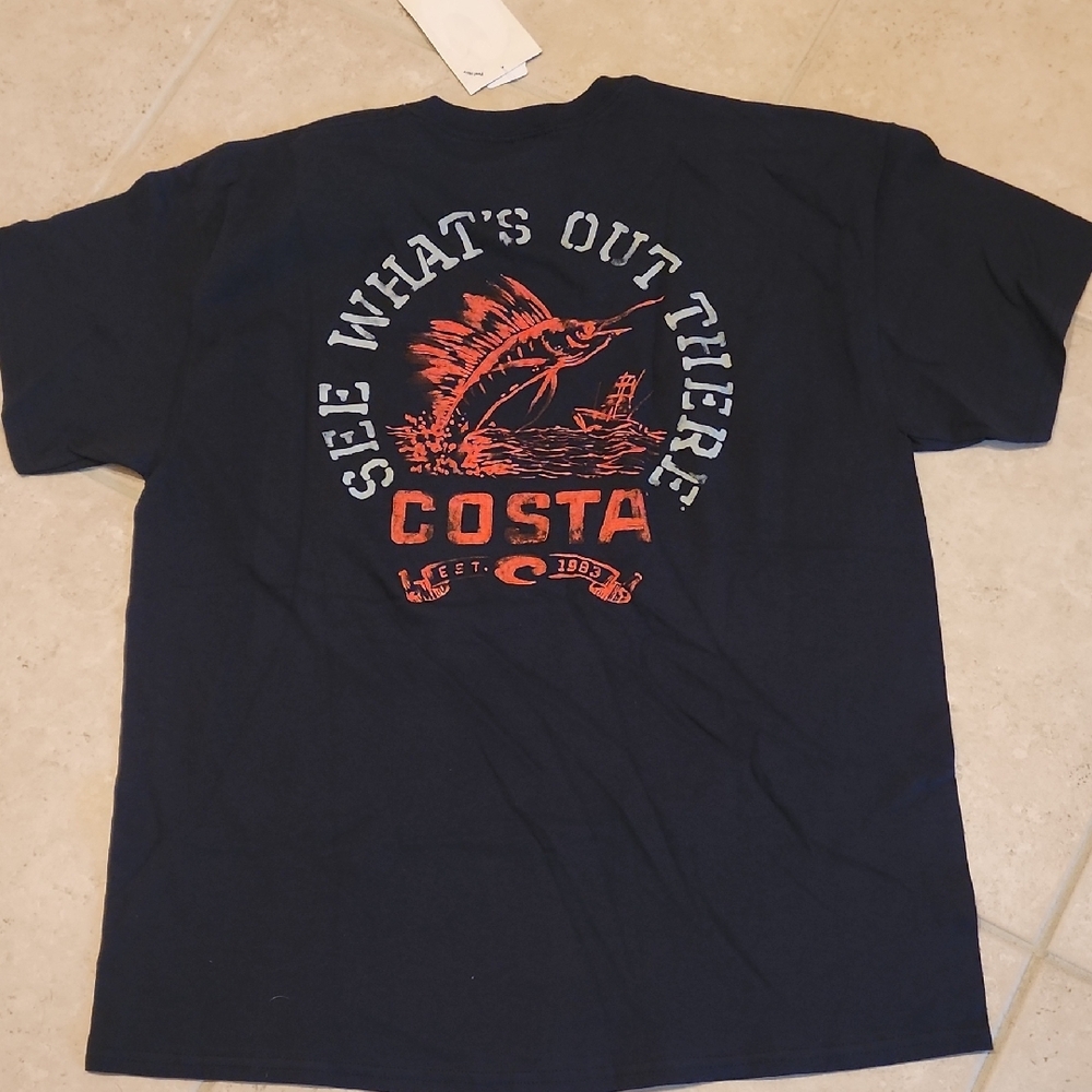 Costa Men's Black Graphic Tee Size Adult XL